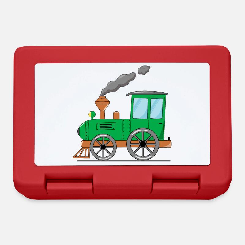 Kinderzug Eisenbahn grün - Brotdose - Rot