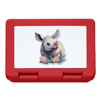 Mega Cute Rhino Cute Kawaii Shirt - Lunchbox - red - Front