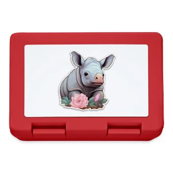 Cute Baby Rhino Pink Floral Shirt - Lunchbox - red - Front