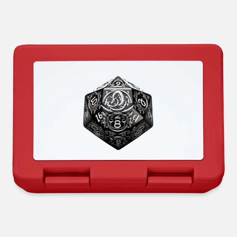 Schwarzer W20 Mit Drachensymbol RPG Shirt - Brotdose - Rot