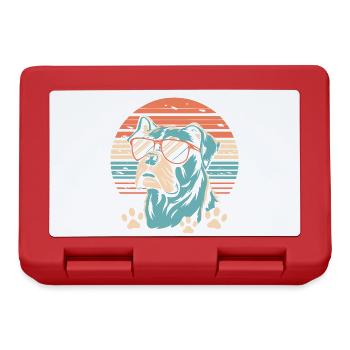 Retro Sunset Hund mit Sonnenbrille - Brotdose - Rot - Vorne