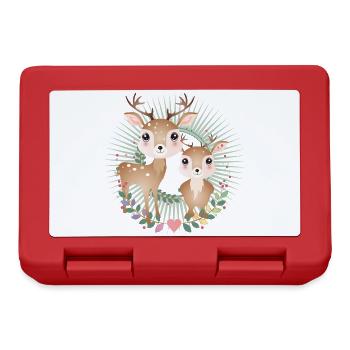 two cute deer - in a radiant frame - Lunchbox - red - Front