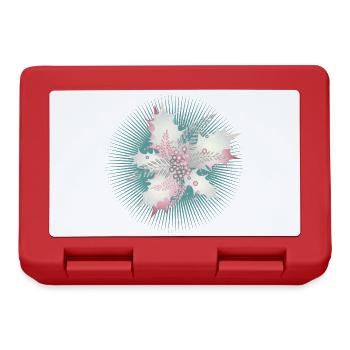 Branche de houx en blanc, argent, vert et rose sombre - Boîte à goûter - rouge - Devant
