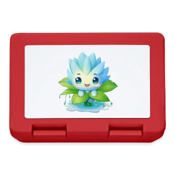 Kawaii Male on Water Lily – Blue Design - Lunchbox - red - Front