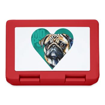 Mops Portrait - Brotdose - Rot - Vorne