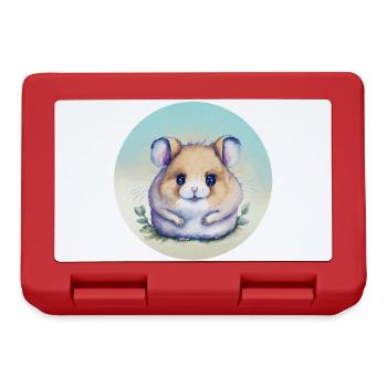 Niedlicher pastellfarbener Aquarellhamster - Brotdose - Rot - Vorne