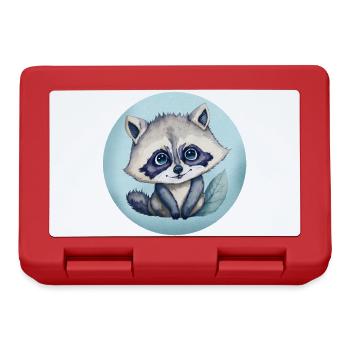 Illustration aquarelle Bébé Raton-laveur Mignon - Boîte à goûter - rouge - Devant