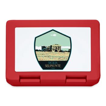 Illustration Greek Temple in Selinunte, Sicily - Lunchbox - red - Front