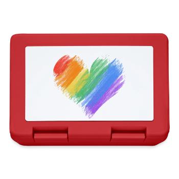 Coup de pinceau en forme de cœur arc-en-ciel - Boîte à goûter - rouge - Devant