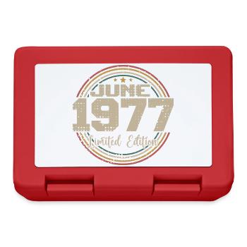 Born in June 1977 Birthday 11977 June 1977 June - Lunchbox - red - Front