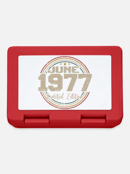 Né en June 1977 Anniversaire 11977 Juin 1977 Juin - Boîte à goûter - rouge