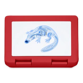 platypus, aboriginal motifs, tribal blue, - Lunchbox - red - Front