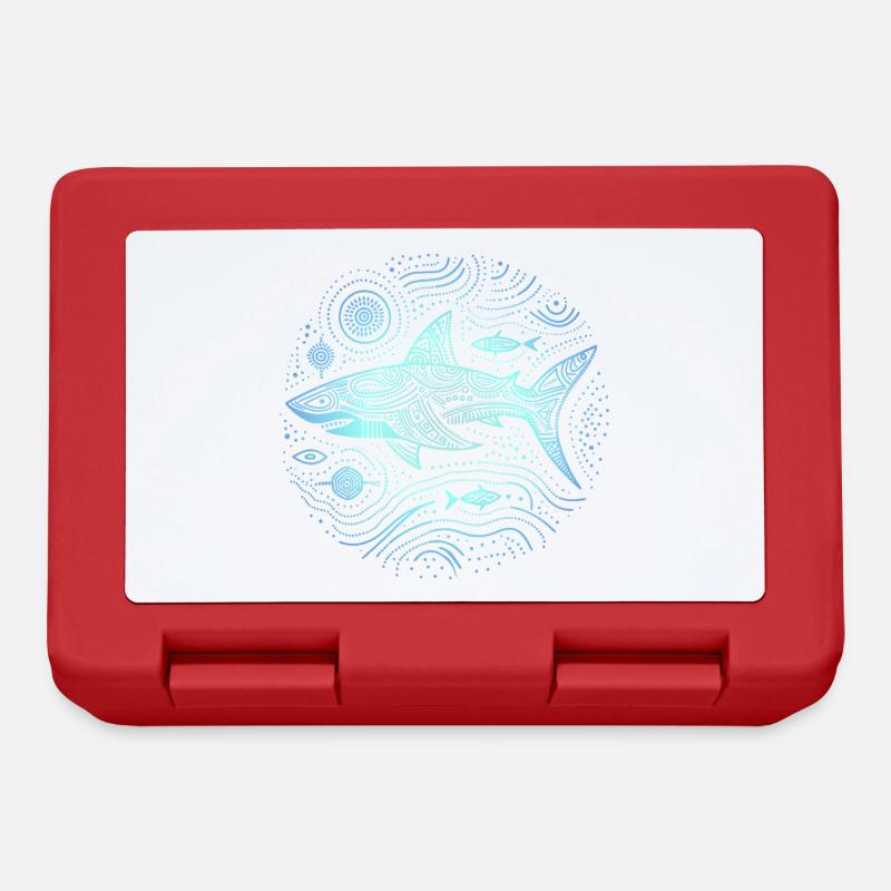 Requin motifs aborigènes australie nuances bleu - Boîte à goûter - rouge