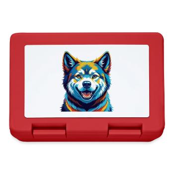 Akita Dog Breed Colorful Watercolor Cartoon Kawaii - Lunchbox - red - Front