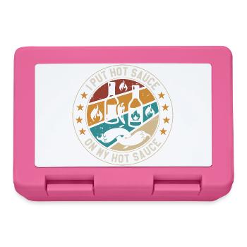 I Put Hot Sauce On My Hot Sauce Funny Food Lover - Lunchbox - pink - Front