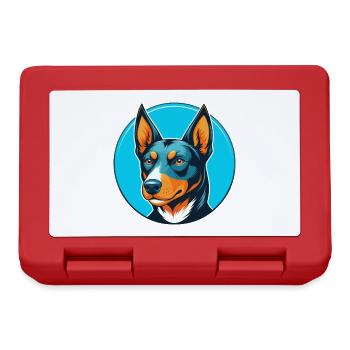 Australischer Kelpie Hund Niedliches Kawaii Cartoon Haustier Logo - Brotdose - Rot - Vorne