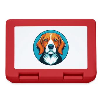 Beagle Dog Cute Kawaii Cartoon Animal Pet Logo - Lunchbox - red - Front