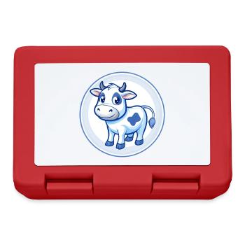 Vache Bleu Mignon Kawaii Dessin Animé Personnage Clipart Animal de compagnie - Boîte à goûter - rouge - Devant