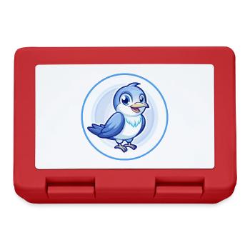 Cuckoo Bird Blue Kawaii Cartoon Character Clipart - Lunchbox - red - Front