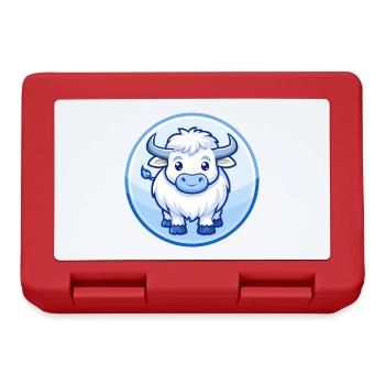 Yak Bleu Mignon Kawaii Dessin animé Personnage Clipart Animal de compagnie - Boîte à goûter - rouge - Devant