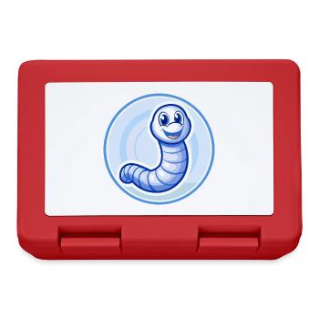 Earthworm Blue Kawaii Cartoon Character Clipart - Lunchbox - red - Front