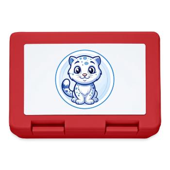 Léopard des neiges Bleu Kawaii Dessin animé Personnage Clipart - Boîte à goûter - rouge - Devant
