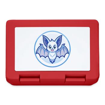 Chauve-souris bleu mignon Kawaii dessin animé personnage Clipart animal de compagnie - Boîte à goûter - rouge - Devant