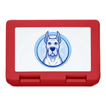 Dogue Allemand Chien Bleu Kawaii Dessin Animé Personnage Animal de compagnie - Boîte à goûter - rouge - Devant