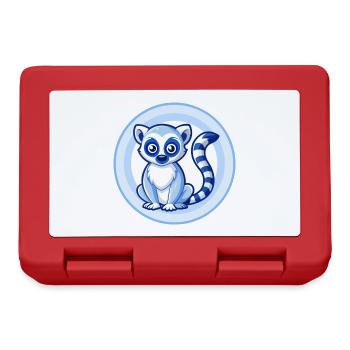 Lemur Blue Kawaii Cartoon Character Clipart Pet - Lunchbox - red - Front