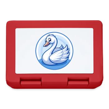 cygne bleu kawaii dessin animé personnage clipart animal de compagnie - Boîte à goûter - rouge - Devant