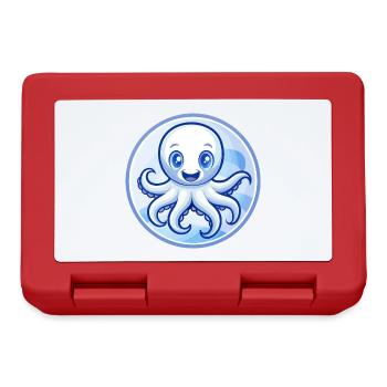 Octopus Blue Kawaii Cartoon Character Clipart Pet - Lunchbox - red - Front