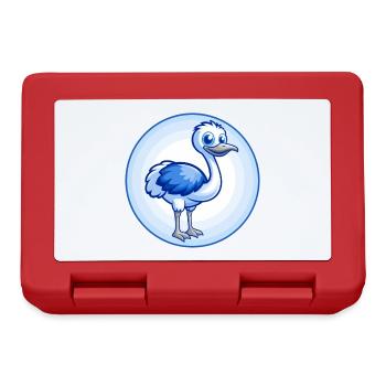 Ostrich Blue Kawaii Cartoon Character Clipart Pet - Lunchbox - red - Front