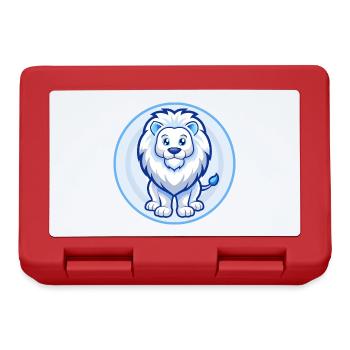 Lion Bleu Kawaii Dessin Animé Personnage Clipart Animal de compagnie - Boîte à goûter - rouge - Devant