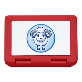 Ram Blau Niedlich Kawaii Cartoon Figur Clipart Haustier - Brotdose - Rot - Vorne