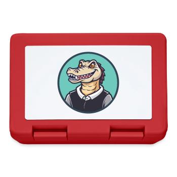 Crocodile Kawaii Cartoon Character Animal Pet Face - Lunchbox - red - Front
