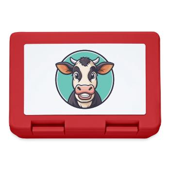 vache kawaii dessin animé personnage animal visage d’animal de compagnie - Boîte à goûter - rouge - Devant
