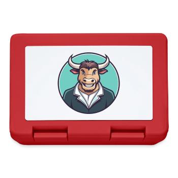 Bull Kawaii Dessin animé Personnage Animal Animal Visage - Boîte à goûter - rouge - Devant