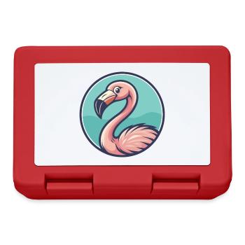 Flamingo Kawaii Cartoon Character Animal Pet Face - Lunchbox - red - Front