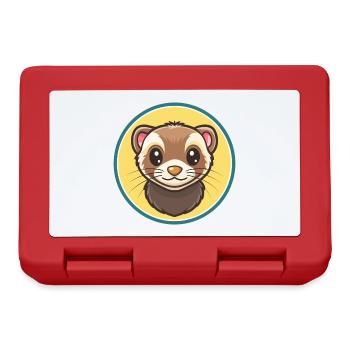 Frettchen Kawaii Cartoon Figur Tier Haustier Gesicht - Brotdose - Rot - Vorne
