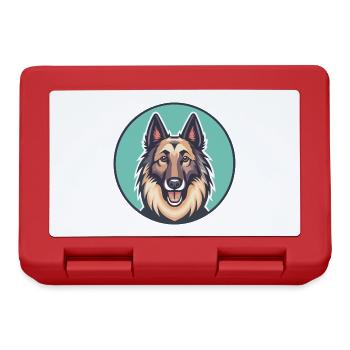 Belgian Tervuren Dog Breed Cartoon Kawaii Clipart - Lunchbox - red - Front