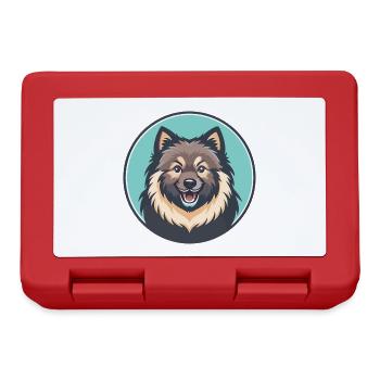 Keeshond Dog Breed Colorful Cartoon Kawaii Clipart - Lunchbox - red - Front
