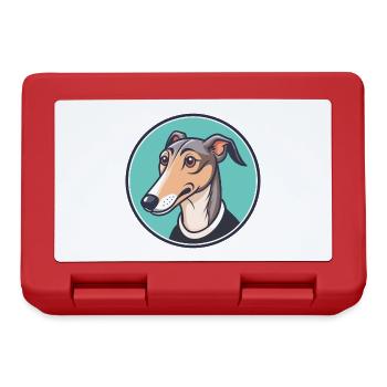 Rampur Greyhound Chien Race Dessin animé Kawaii Clipart - Boîte à goûter - rouge - Devant