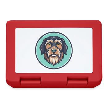 Wirehaired Pointing Griffon Dog Breed Cartoon Pet - Lunchbox - red - Front