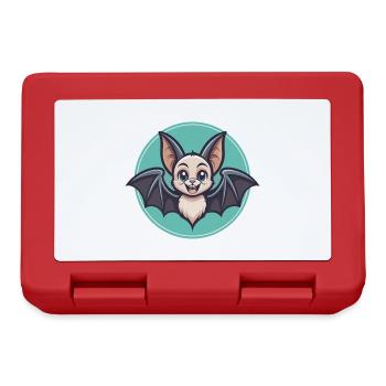 Bat Kawaii Cartoon Character Animal Pet Face - Lunchbox - red - Front