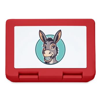Âne Kawaii Dessin Animé Personnage Animal Visage D’animal - Boîte à goûter - rouge - Devant