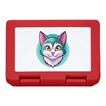 European Shorthair Cat Breed Cartoon Kawaii Animal - Lunchbox - red - Front