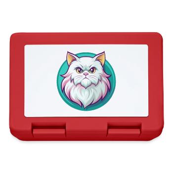 Weiße Langhaarkatze Rasse Karikatur Kawaii - Brotdose - Rot - Vorne