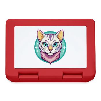 Schnee Bengalen Katze Rasse Karikatur Kawaii Tier Haustier - Brotdose - Rot - Vorne
