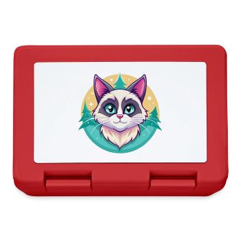 Schneeschuh Katze Rasse Karikatur Kawaii Tier Haustier - Brotdose - Rot - Vorne