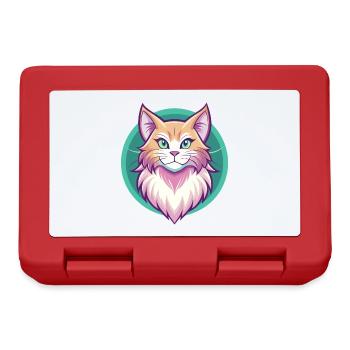Ginger Longhair Cat Breed Cartoon Kawaii Animal - Lunchbox - red - Front